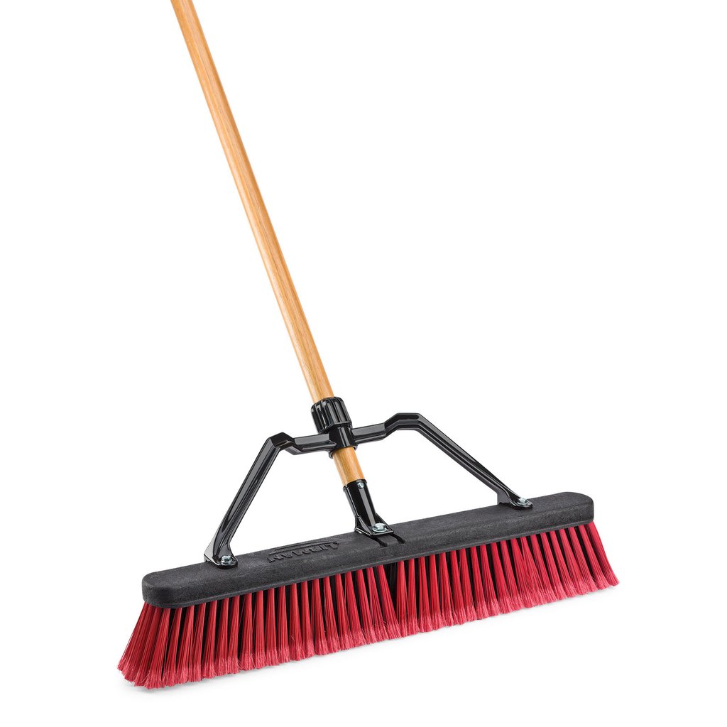 RED HARD BRISTLE BROOM (WOOD HEAD & HANDLE) Americas Marketing