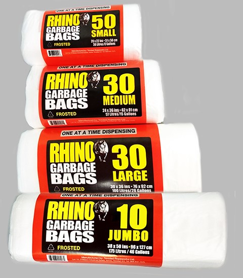 ROLL JUMBO RHINO GARBAGE BAGS 38 X 50- (10 BAGS)  Americas Marketing  Company Limited (AMCOL) Hardware